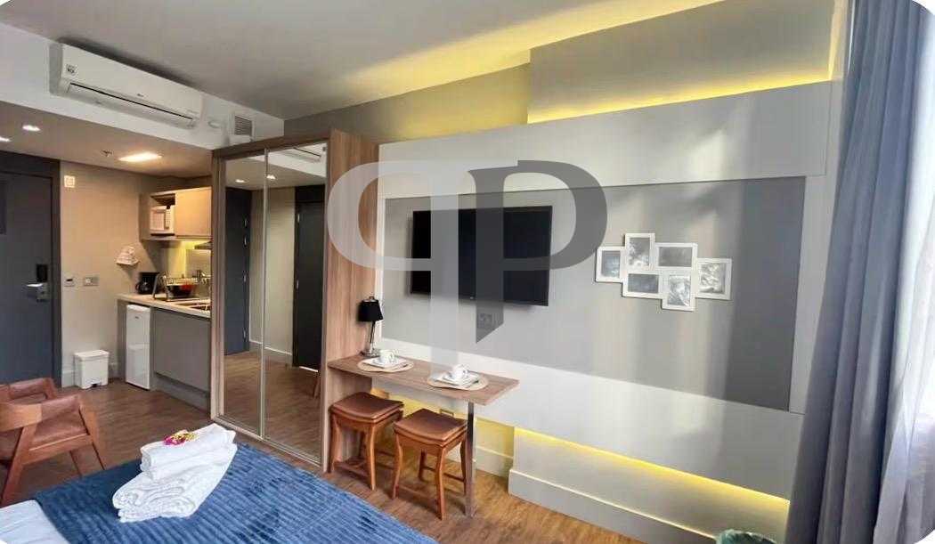 Apartamento studio mobiliado, andar alto, linda vista, à venda...