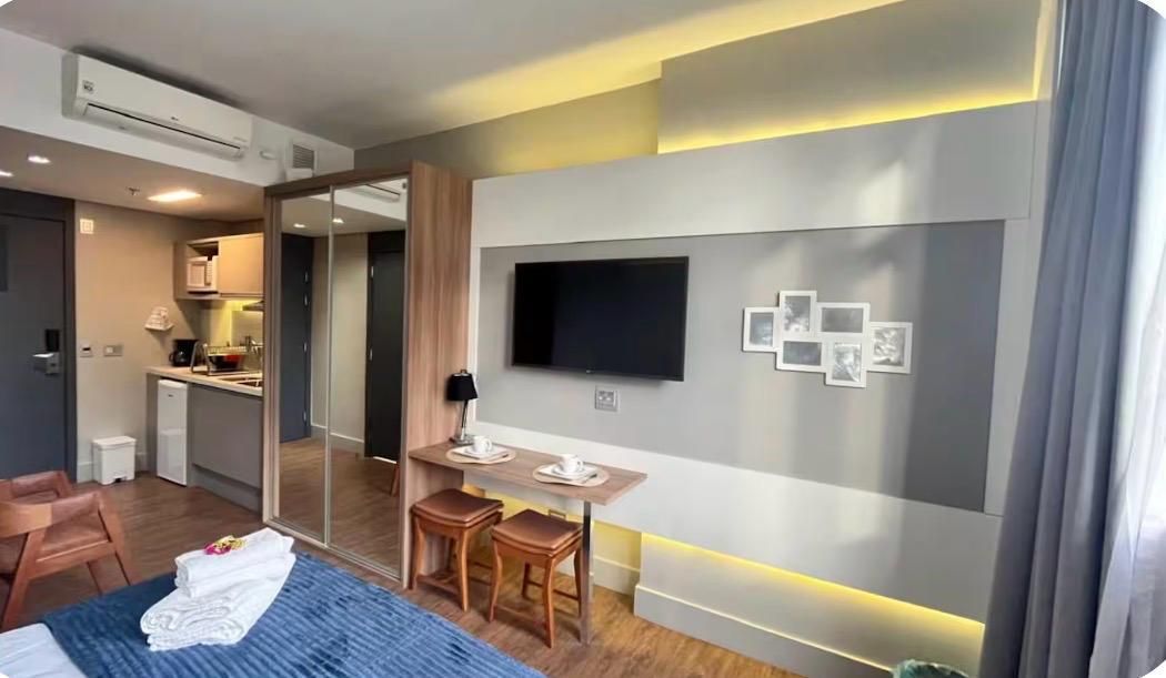 Apartamento studio mobiliado, andar alto, linda vista, à venda...