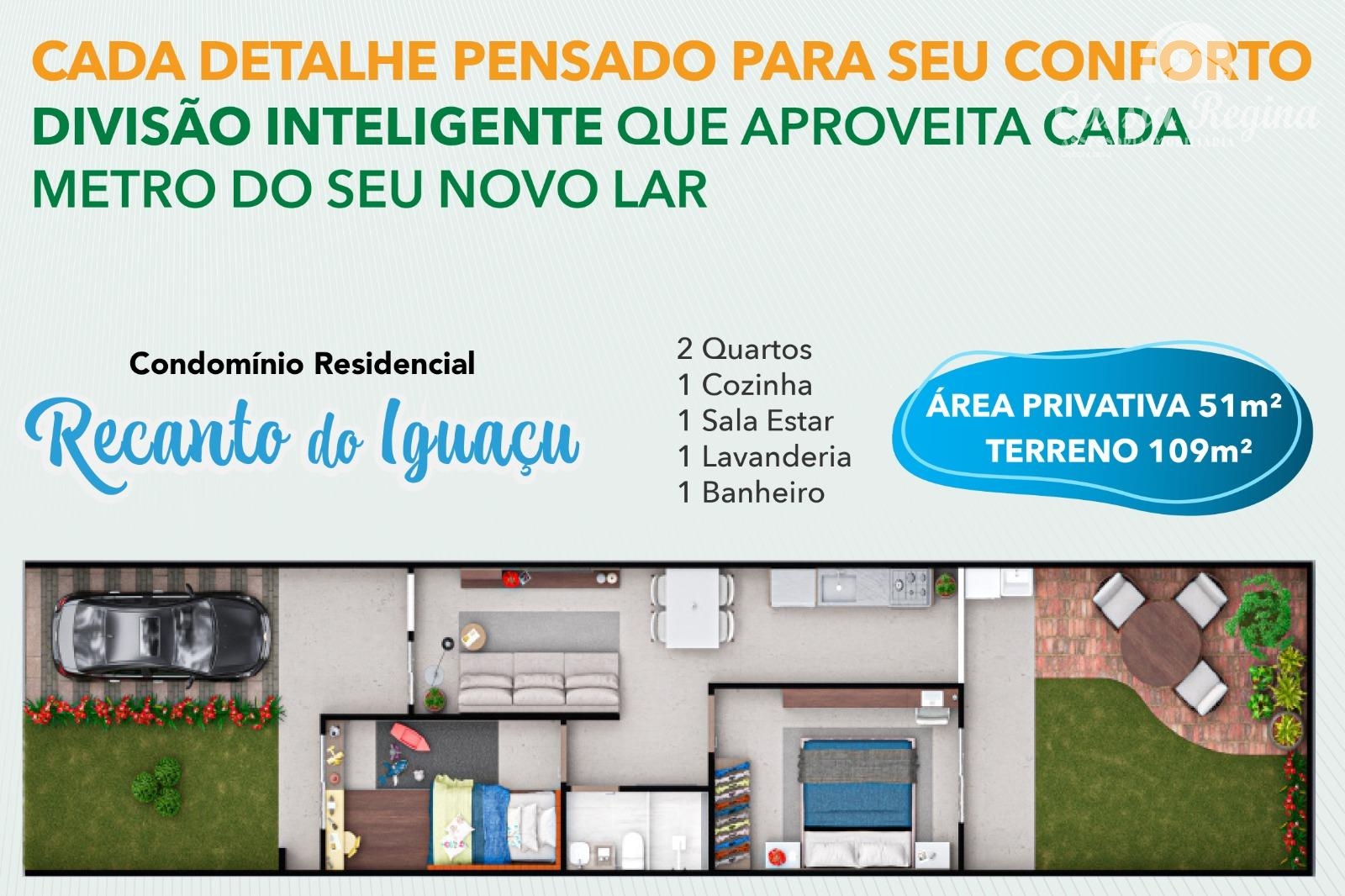 Casas em condomínio fechado com 02 dormitórios, Residencial Recanto do Iguaçu