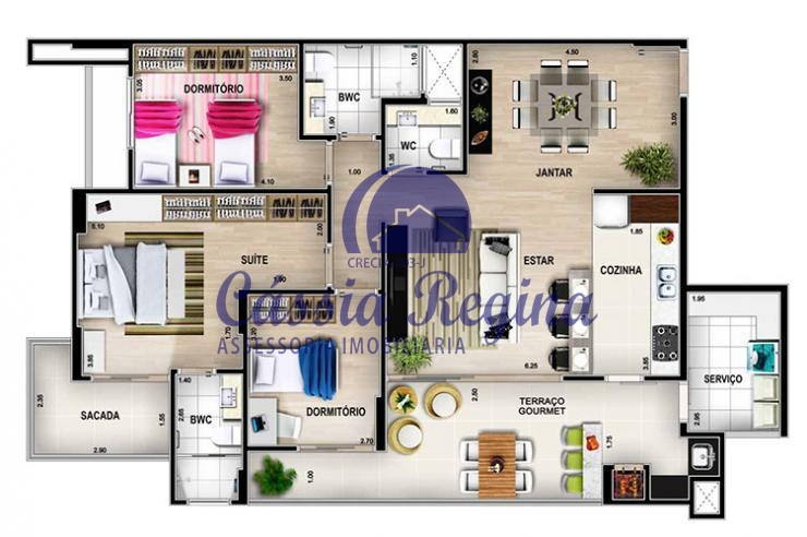 Apartamentos com 03 dormitórios sendo 01 suíte - Edifício Dolce Vita Residencial 