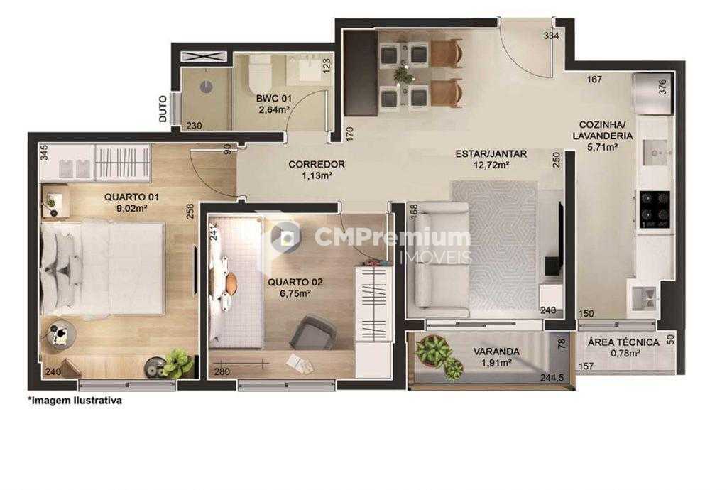 Apartamento 2 Quartos para locação no Mossunguê ao Lado do Par...