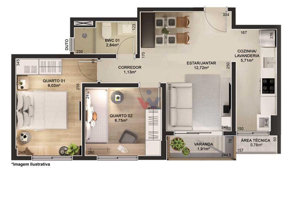 Apartamento 2 Quartos para locação no Mossunguê ao Lado do Par...