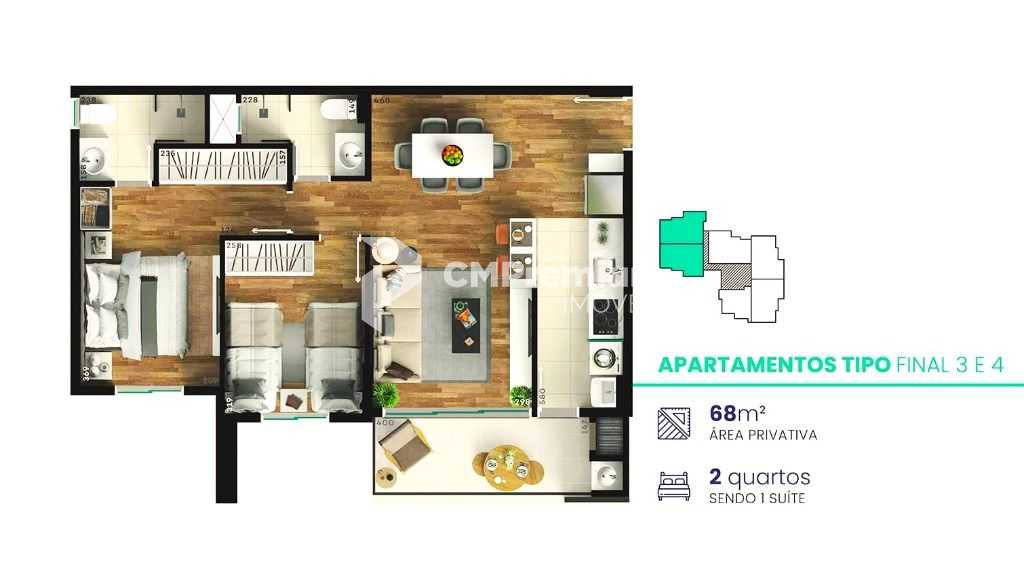 Apartamento 2 dormitórios à venda, 68,87 m  privativos, MERCÊS...
