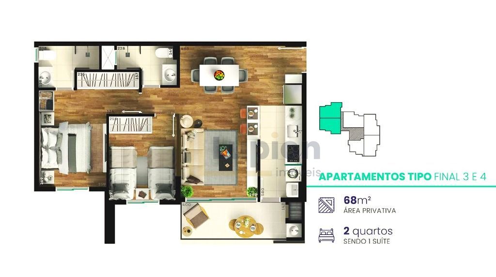 Apartamento 2 dormitórios à venda, 68,87 m  privativos, MERCÊS...
