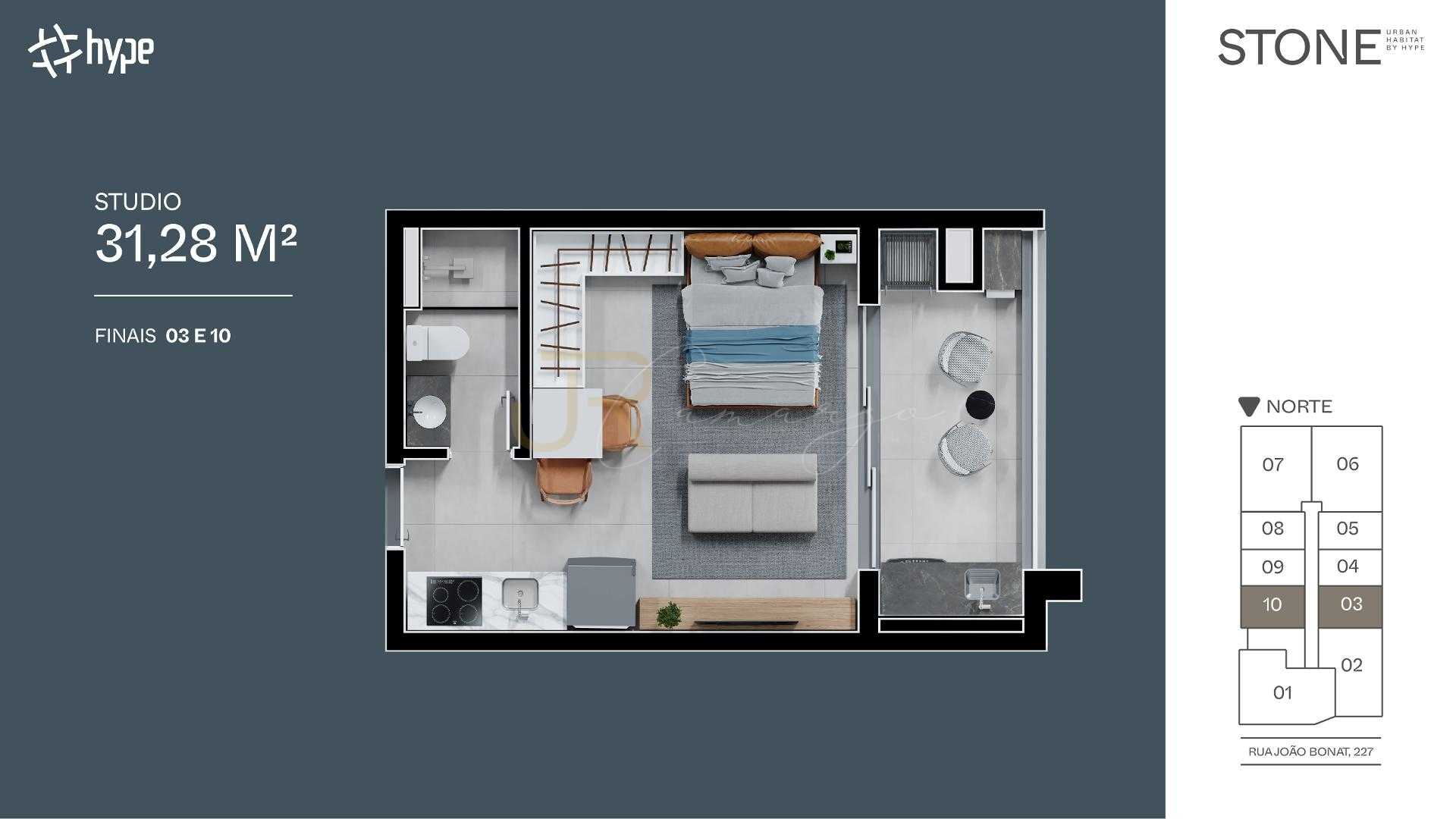 Apartamento studio na planta no Novo Mundo