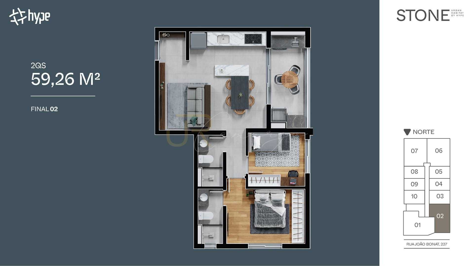 Apartamento 2 quartos  na planta no Novo Mundo