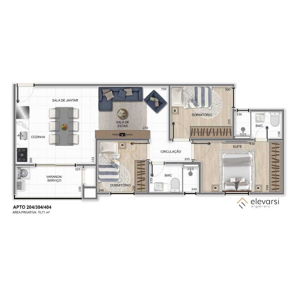 Apartamento com 3 dormitórios à venda, 71 m  por R  395.000,00...