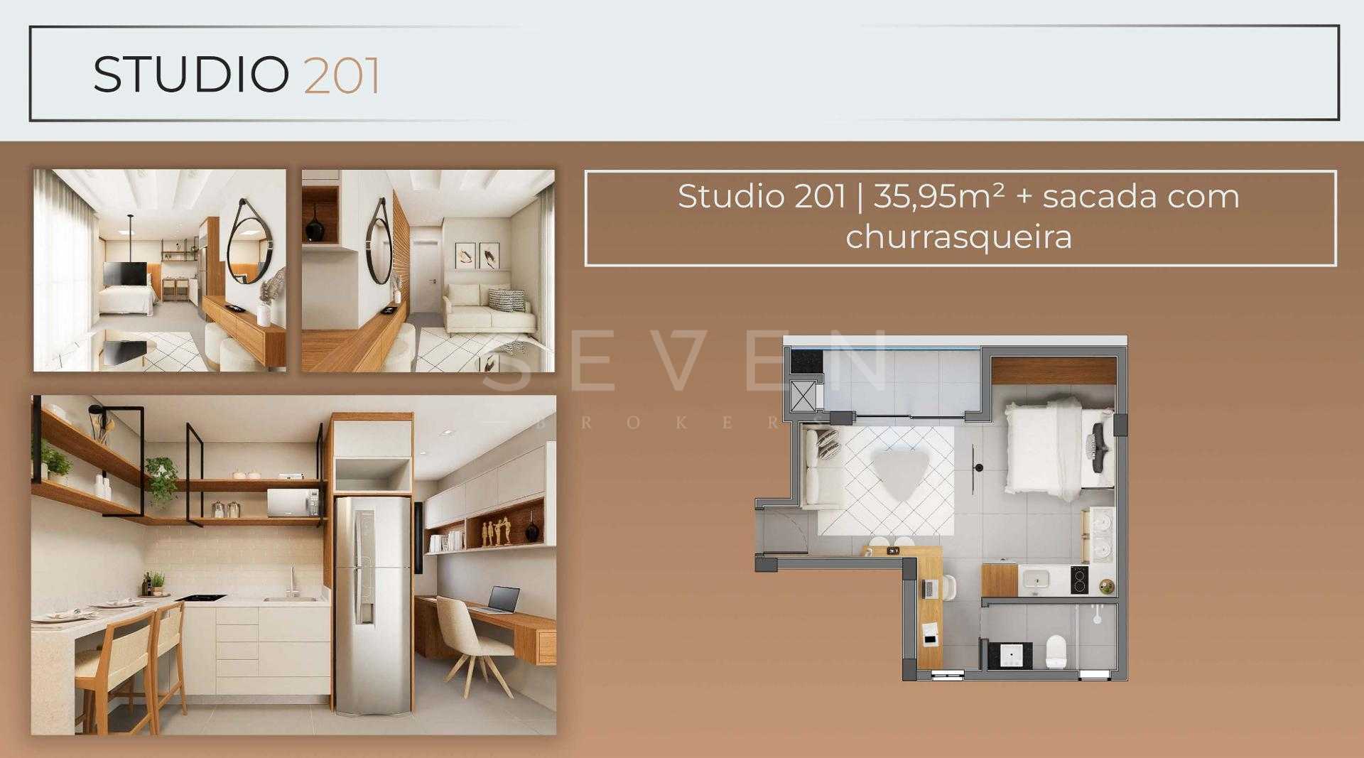 Studio com Sacada no SANTI Mercês  35,95 m  Privativos com Sac...