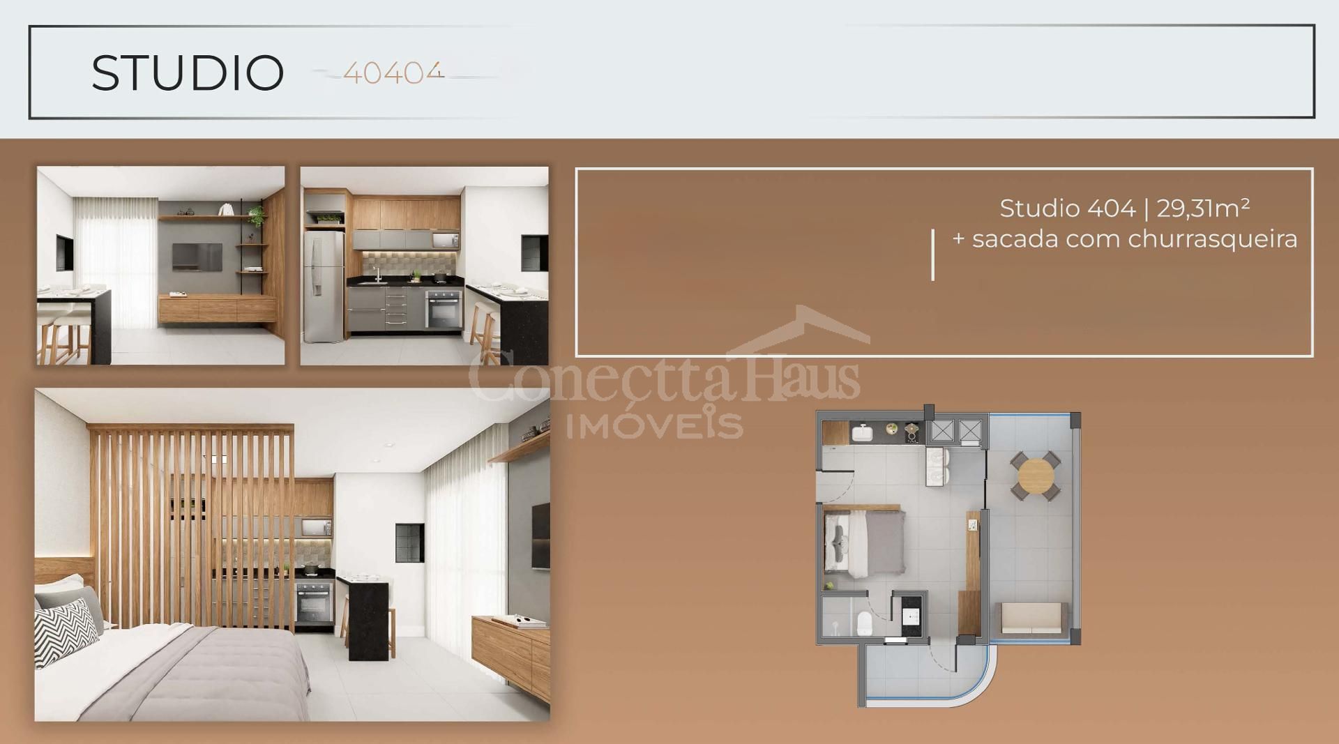 Studio com Sacada no SANTI Mercês com sacada por R  394.900,00...