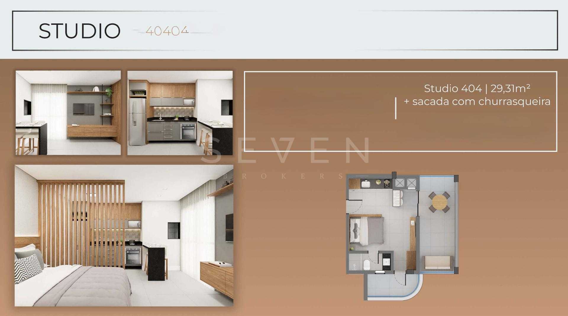 Studio com Sacada no SANTI Mercês com sacada por R  394.900,00...