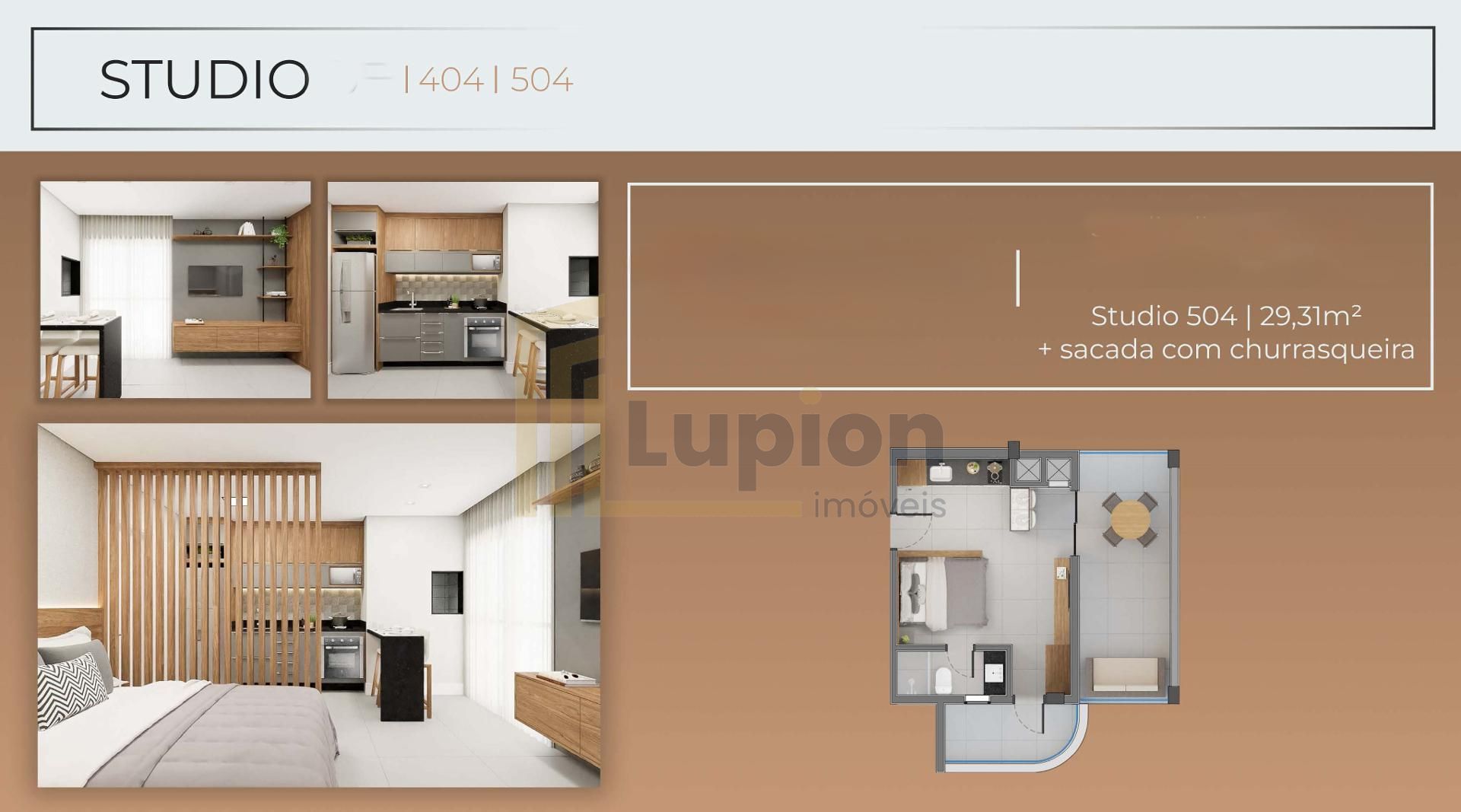 Studio à venda no SANTI Mercês com sacada R  404.900,00 CURITI...