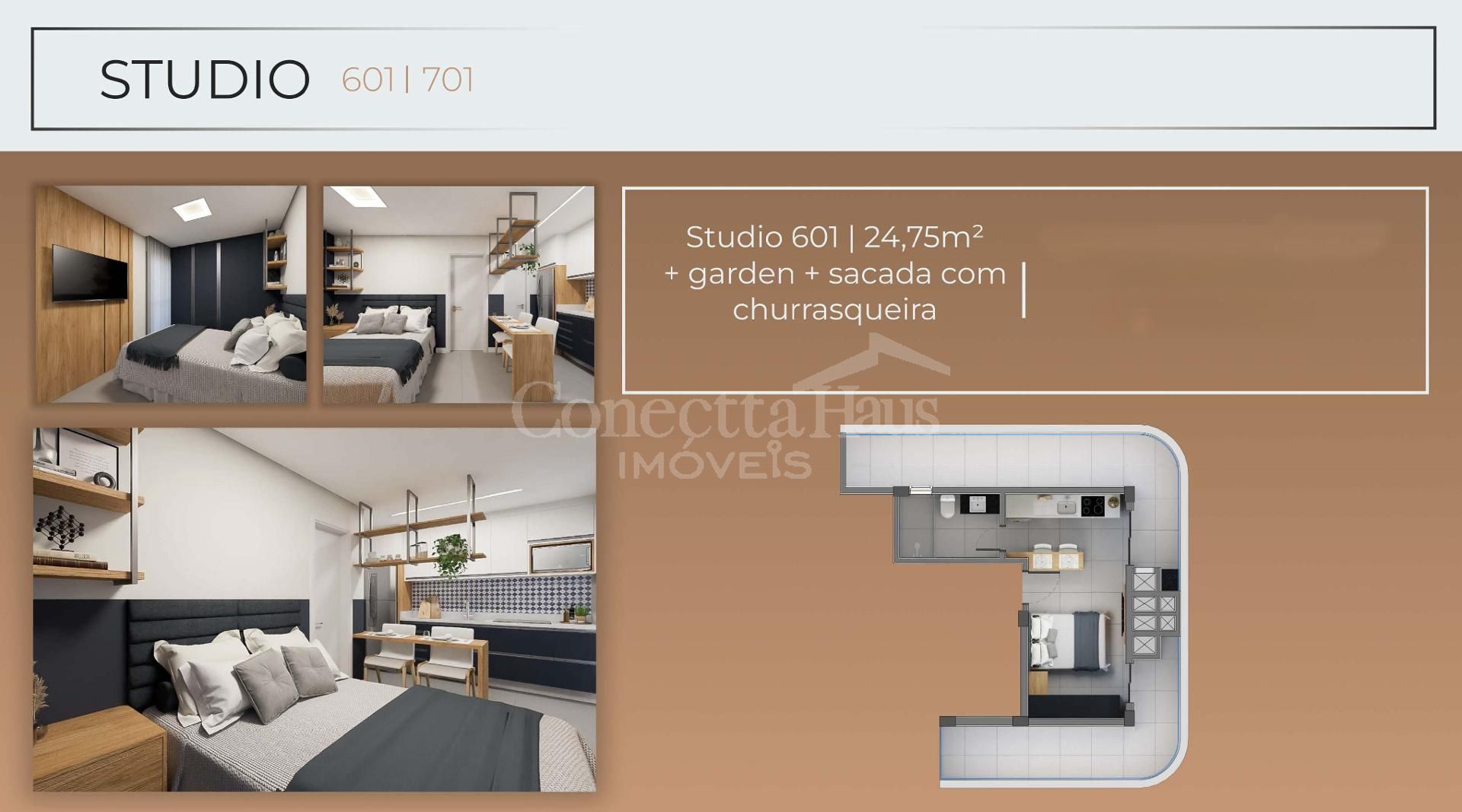 Studio Amplo com Sacada no SANTI Mercês 44,44 m  | Unidade 601...