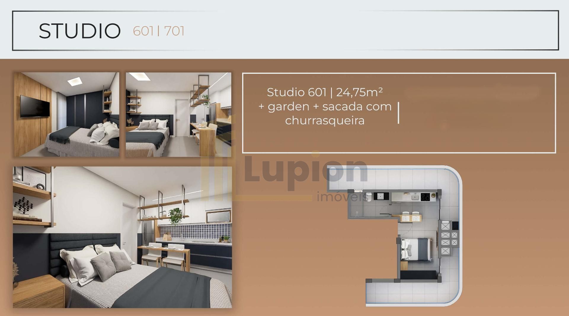 Studio Amplo com Sacada no SANTI Mercês 44,44 m  | Unidade 601...