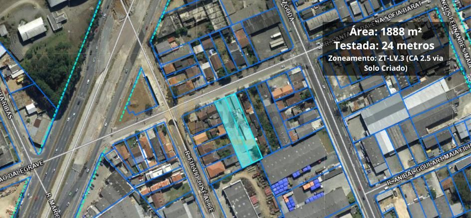 Terreno 1.888 m² para Incorporação no Bairro Alto  Linha Verde...