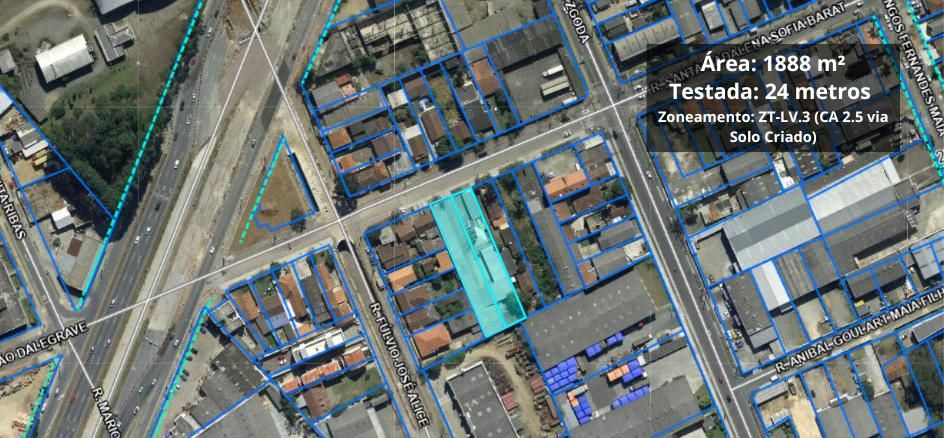 Terreno 1.888 m² para Incorporação no Bairro Alto  Linha Verde...