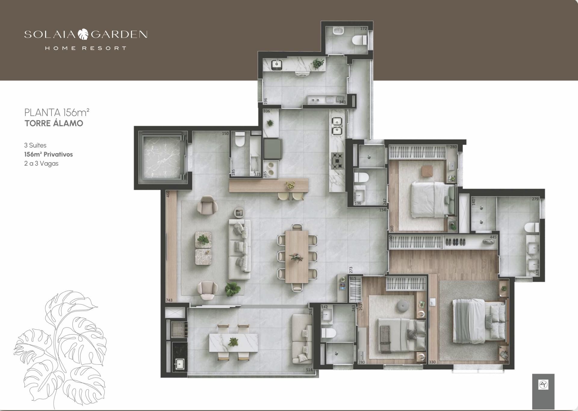 Apartamento à venda no Solaia Garden Home Resort | 156 m² | Mo...