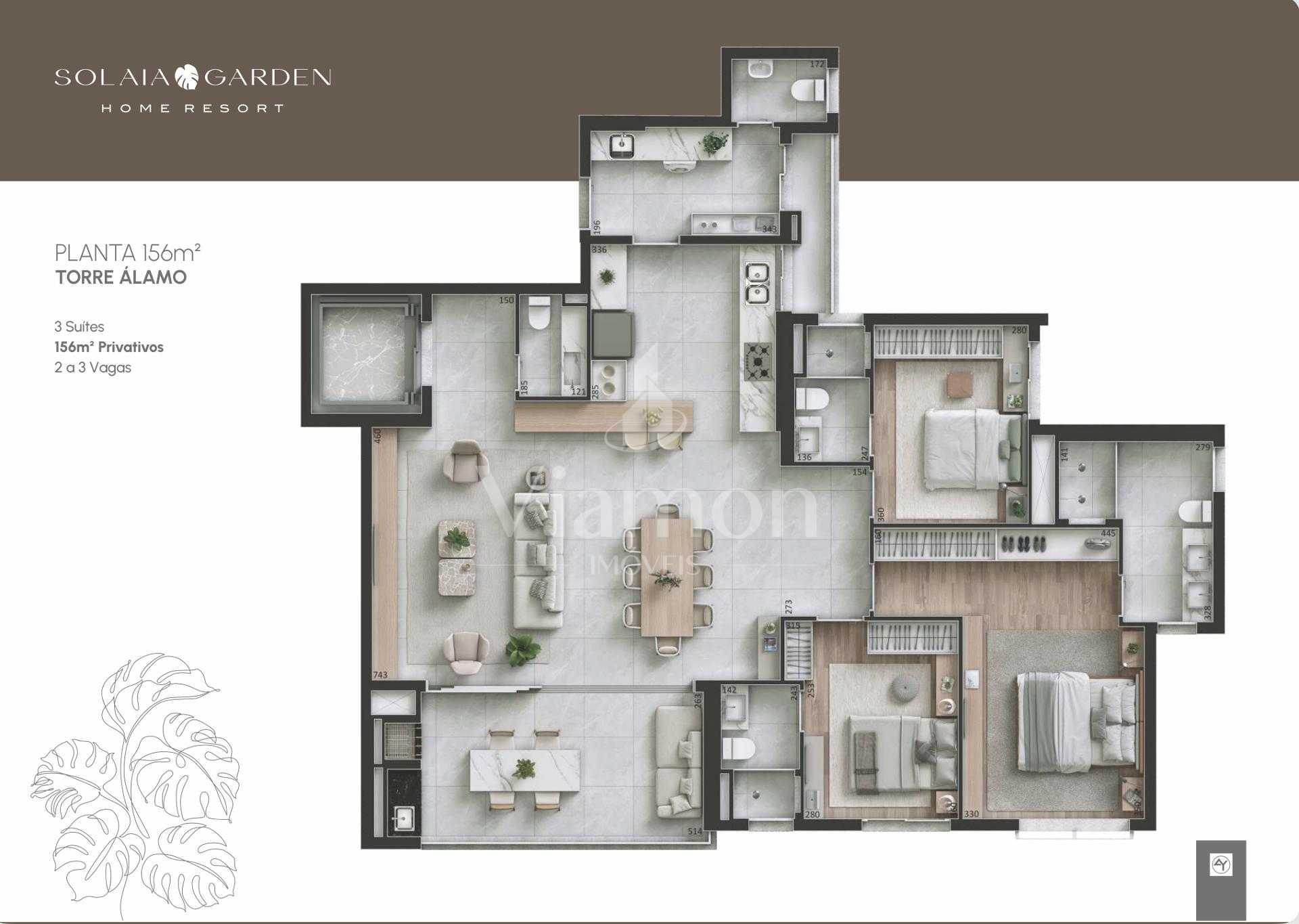 Apartamento à venda no Solaia Garden Home Resort | 156 m² | Mo...