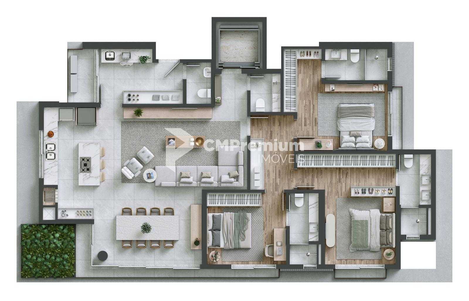 Apartamento à venda em frente ao MON. 166m  privativos, 3 suit...