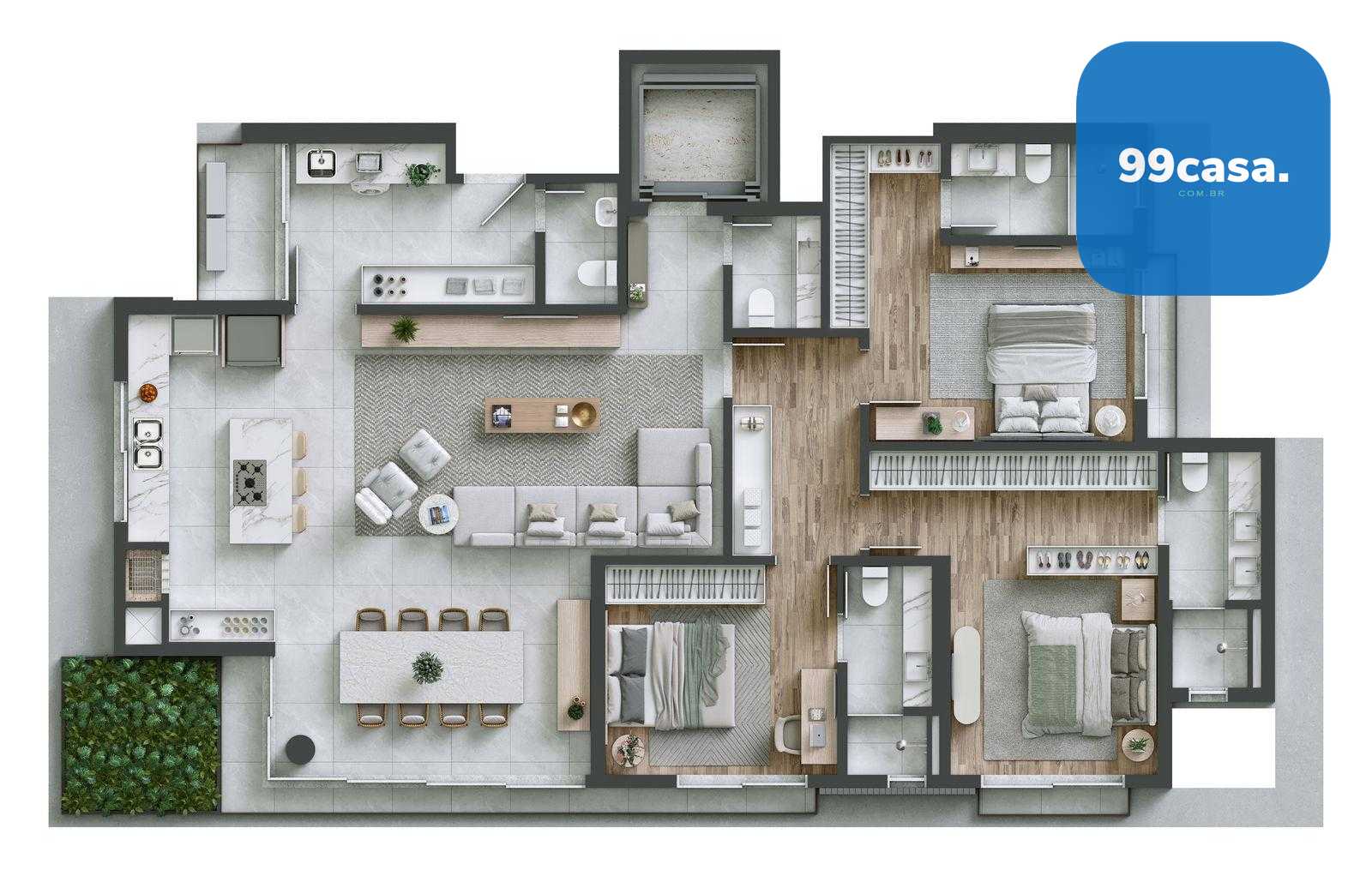 Apartamento à venda em frente ao MON. 166m  privativos, 3 suit...