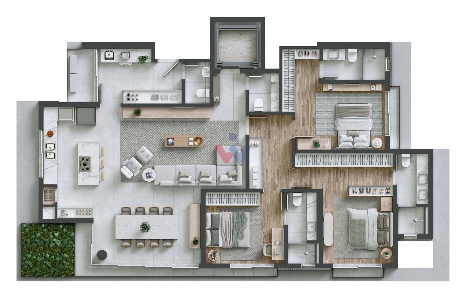 Apartamento à venda em frente ao MON. 166m  privativos, 3 suit...