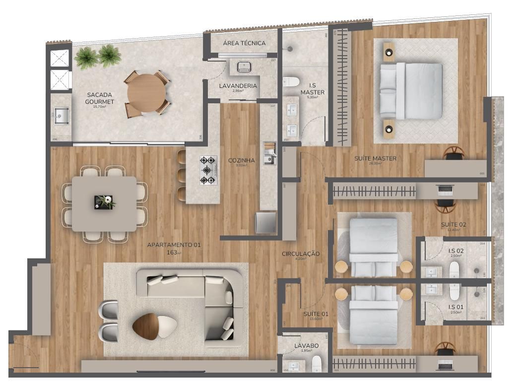 Apartamento 163m2 à venda, Alphaville Graciosa, PINHAIS - PR
