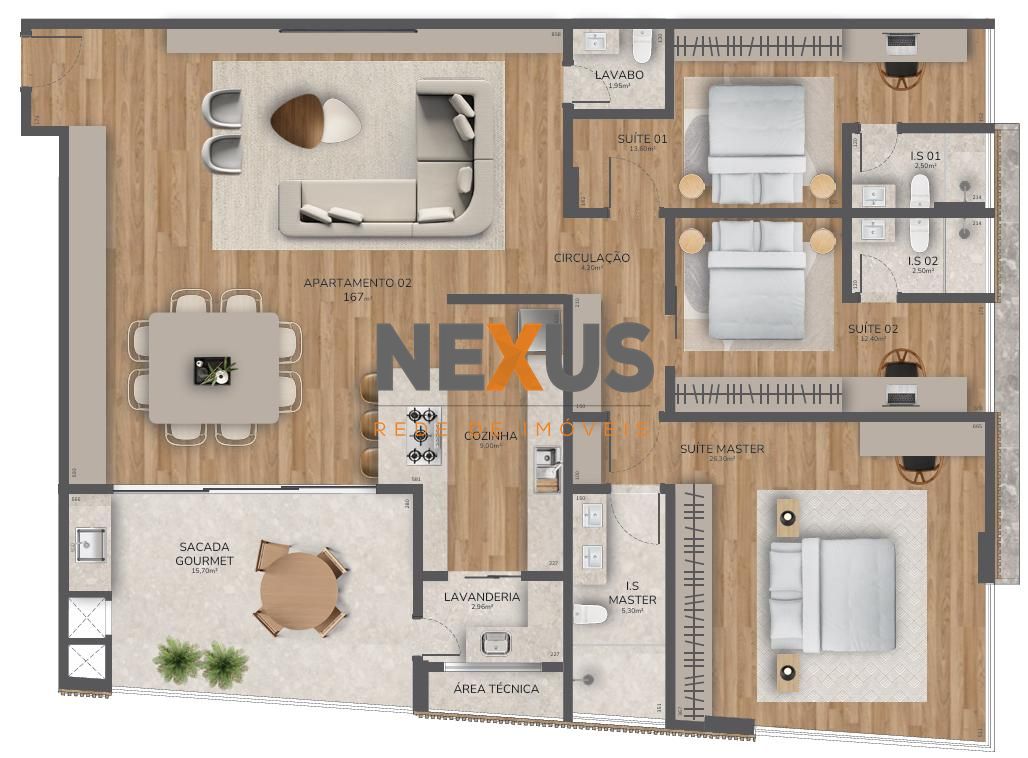 Apartamento 167m2 à venda, Alphaville Graciosa, PINHAIS - PR