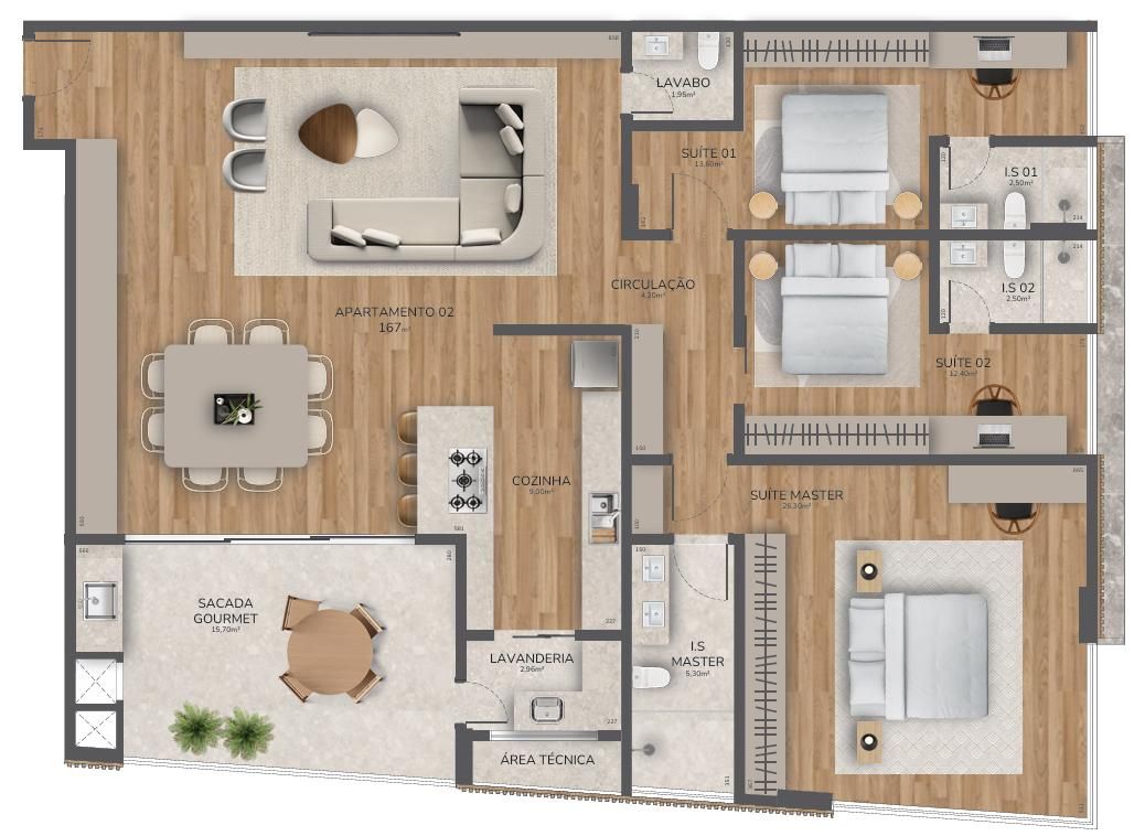 Apartamento 167m2 à venda, Alphaville Graciosa, PINHAIS - PR