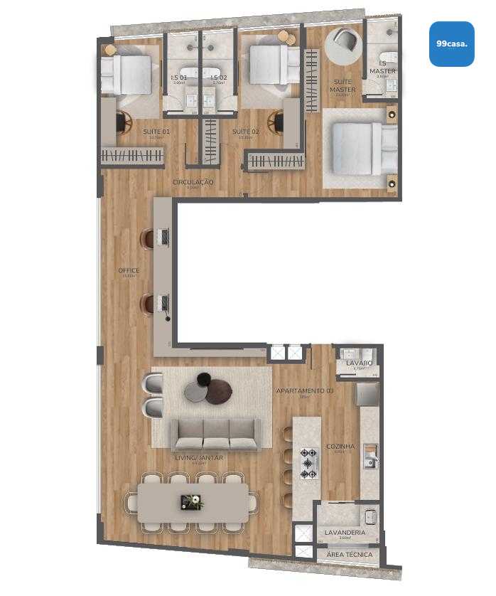 Apartamento 178m2 à venda, Alphaville Graciosa, PINHAIS - PR