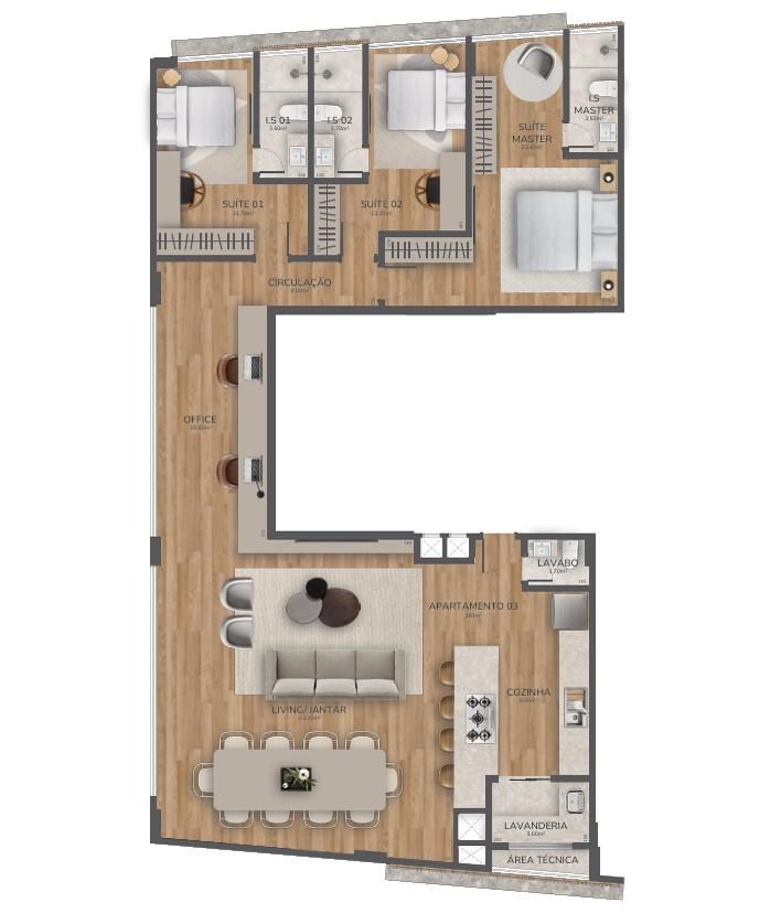 Apartamento 178m2 à venda, Alphaville Graciosa, PINHAIS - PR