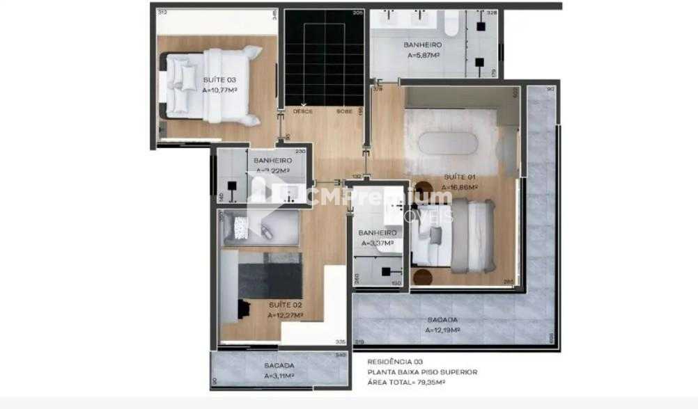 Tríplex de Alto Padrão no Centro de São José dos Pinhais