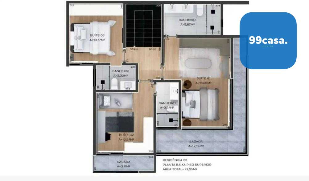 Tríplex de Alto Padrão no Centro de São José dos Pinhais