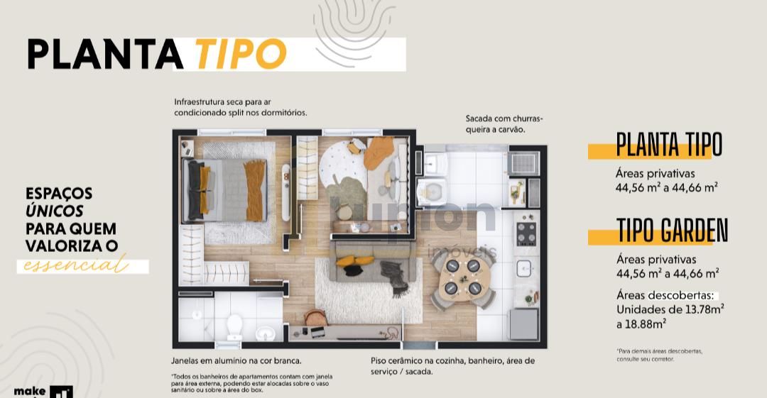 Apartamento Garden 2 Quartos no Jardim Amélia  Pinhais