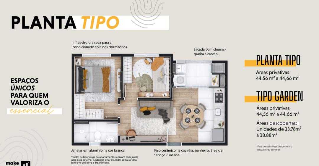 Apartamento Garden 2 Quartos no Jardim Amélia  Pinhais