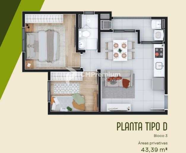 Apartamento Dois Quartos, No Bairro Vargem Grande Pinhais Paraná