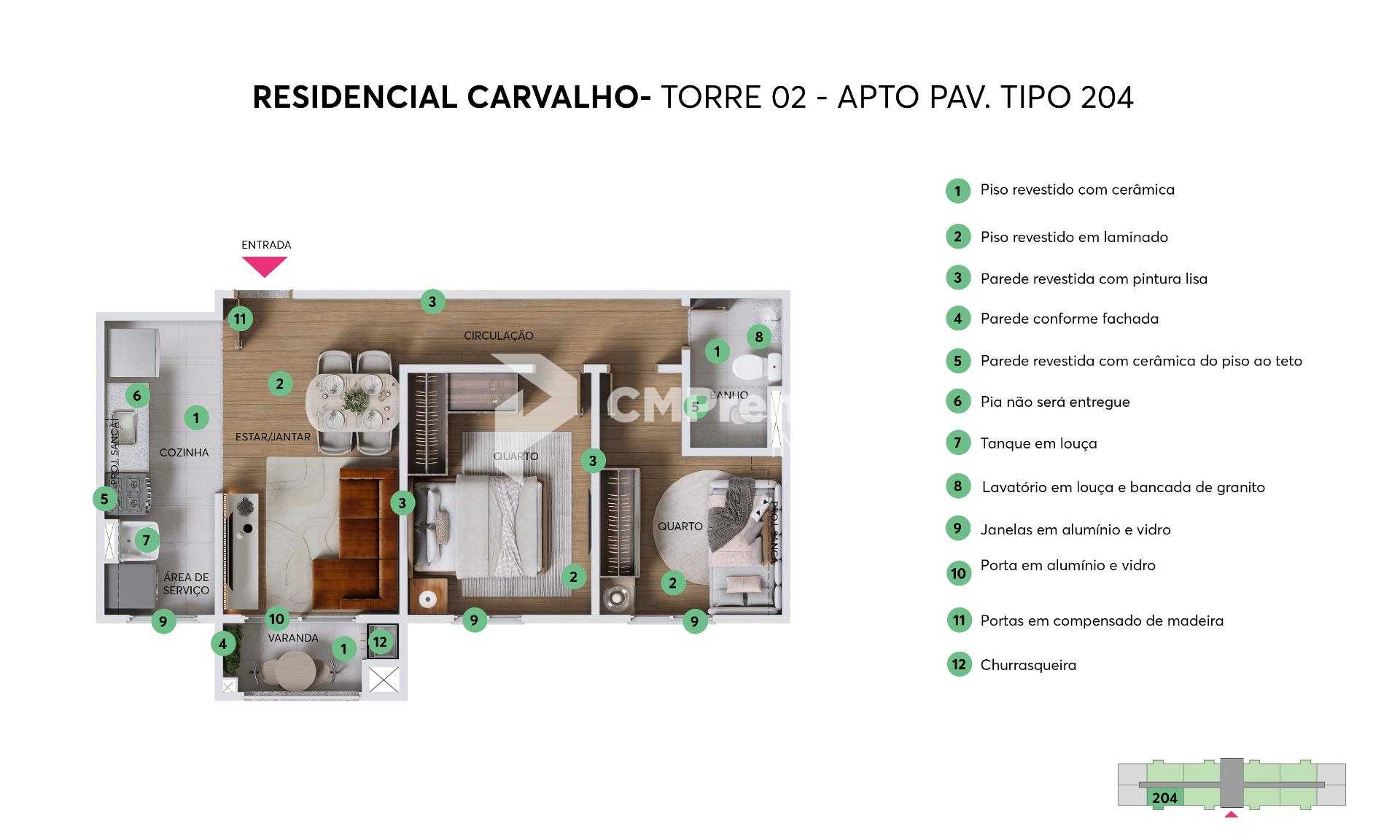 Apartamento 2 Quartos com Garden e Sacada no Pinheirinho