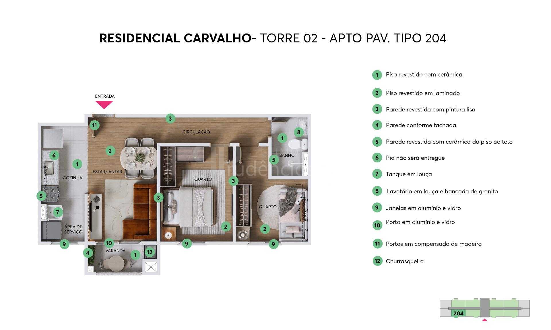 Apartamento 2 Quartos com Garden e Sacada no Pinheirinho