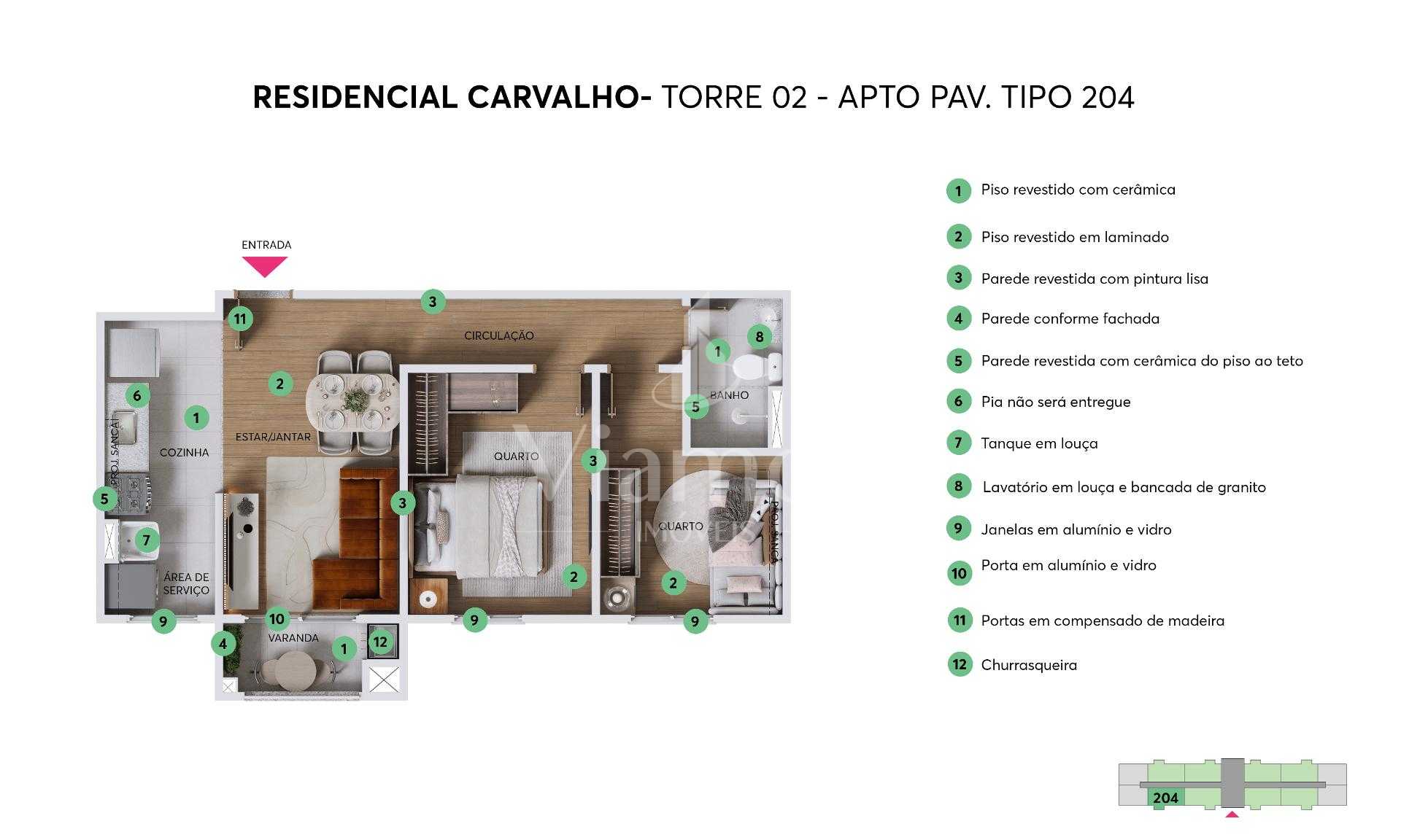 Apartamento 2 Quartos com Garden e Sacada no Pinheirinho