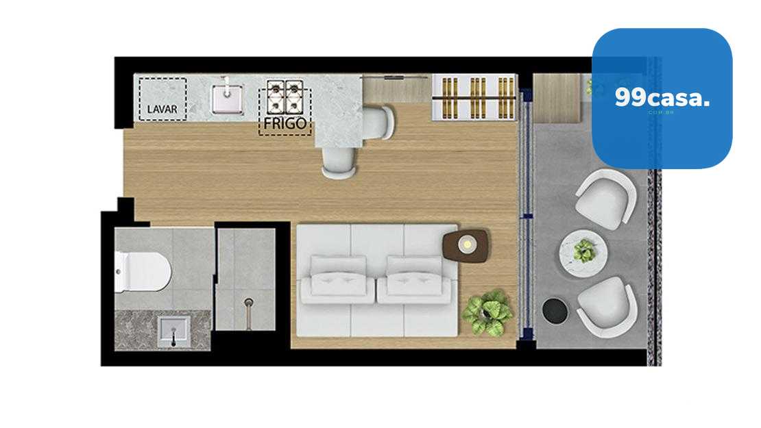 Studio novo no Centro de Curitiba com sacada e lazer completo ...