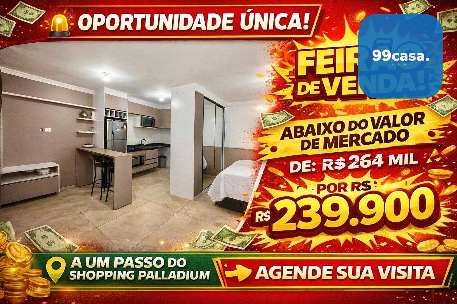 Studio Mobiliado no Portão, Próx. Shopping Palladium, Prédio N...