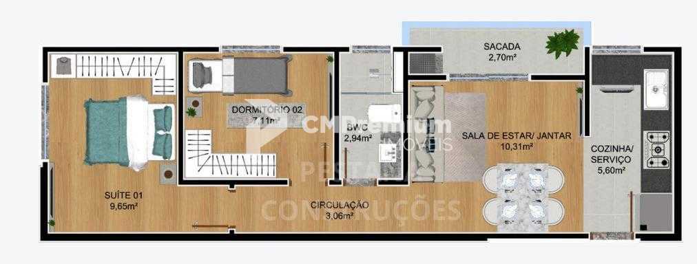 Apartamento com 2 dormitórios à venda,49.00 m , SAO JOSE DOS P...