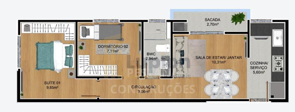 Apartamento com 2 dormitórios à venda,49.00 m , SAO JOSE DOS P...