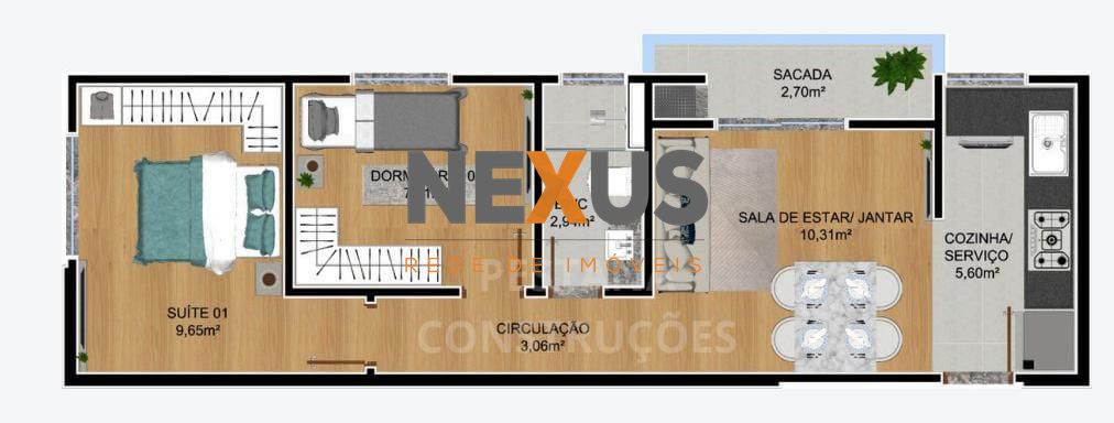 Apartamento com 2 dormitórios à venda,49.00 m , SAO JOSE DOS P...