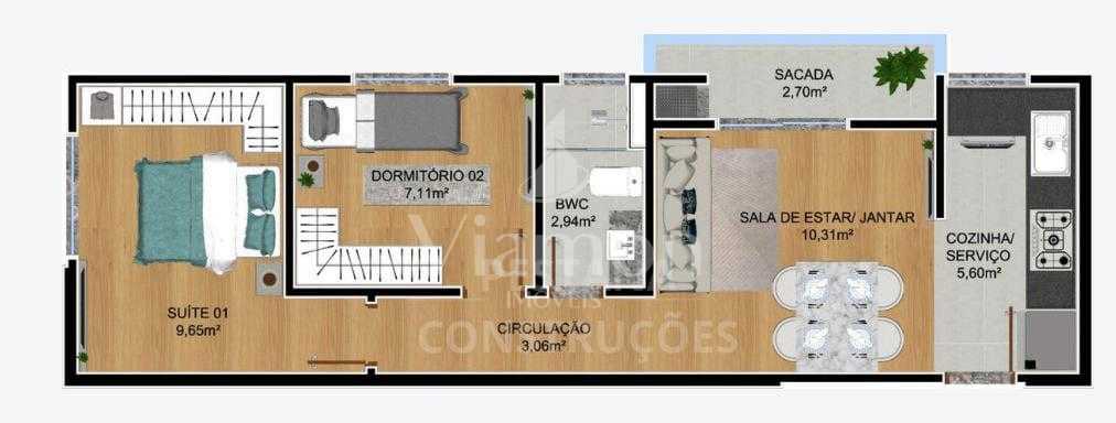 Apartamento com 2 dormitórios à venda,49.00 m , SAO JOSE DOS P...