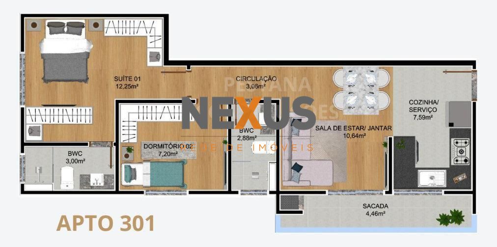 Apartamento com 2 dormitórios à venda,49.00 m , SAO JOSE DOS P...