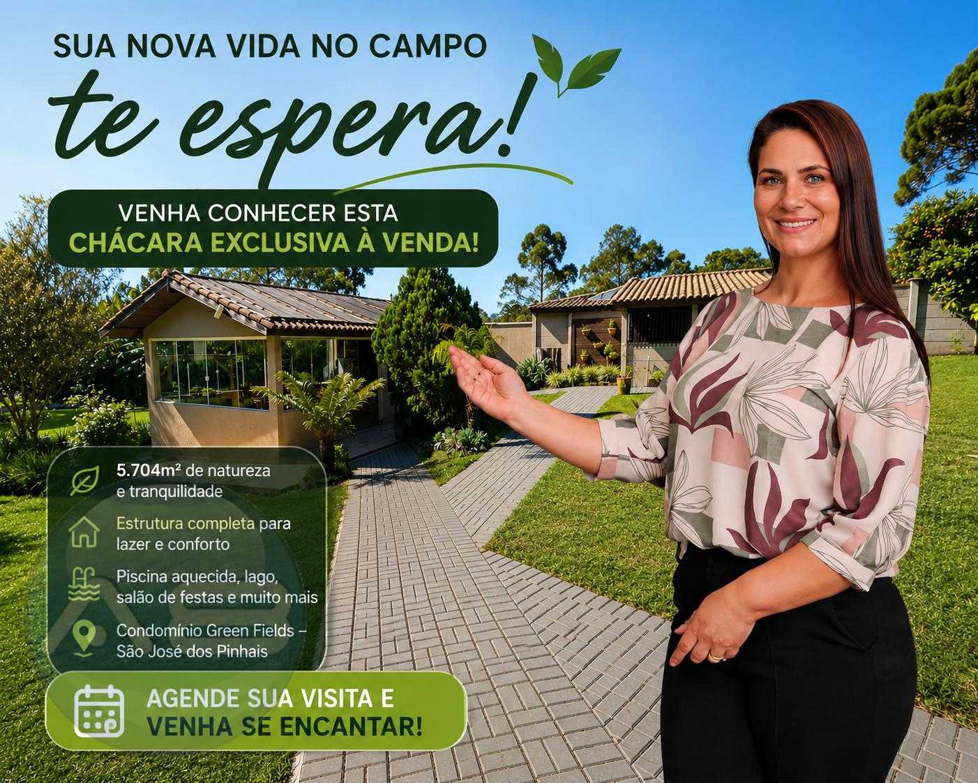 Chácara de Alto Padrão por R$ 1.870.000 no Green Fields | Pisc...