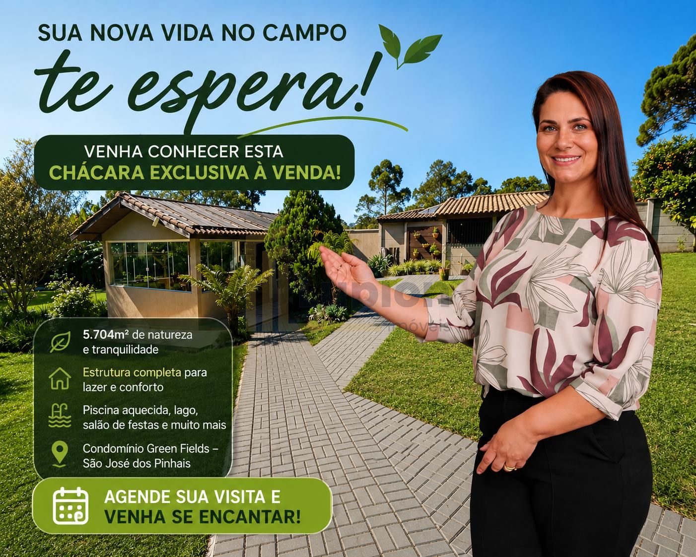 Chácara de Alto Padrão por R$ 1.870.000 no Green Fields | Pisc...