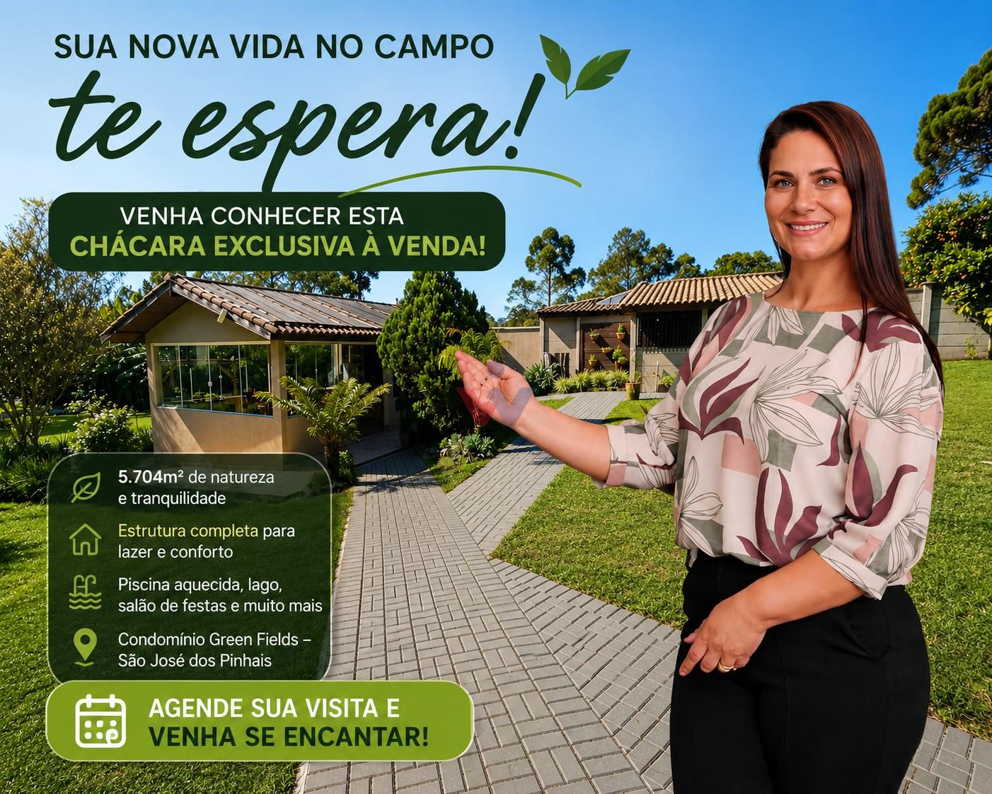 Chácara de Alto Padrão por R$ 1.870.000 no Green Fields | Pisc...