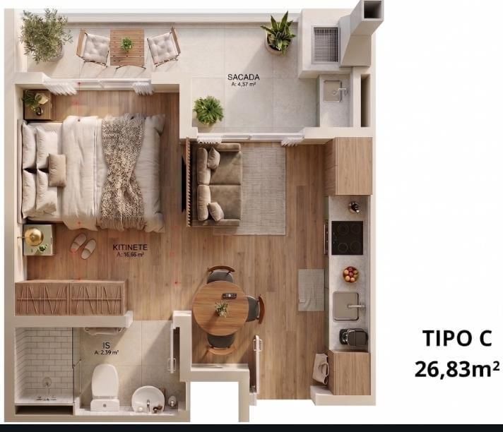 Pré-lançamento no Tingui: Studios com Sacada e Churrasqueira a...