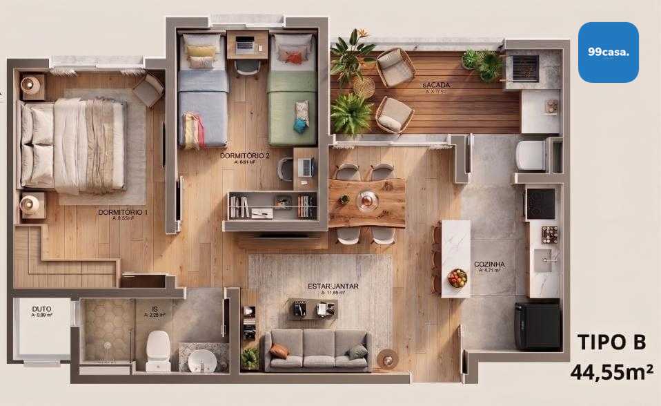 Pré-lançamento no Tingui: Apartamento de 2 Quartos com Sacada ...