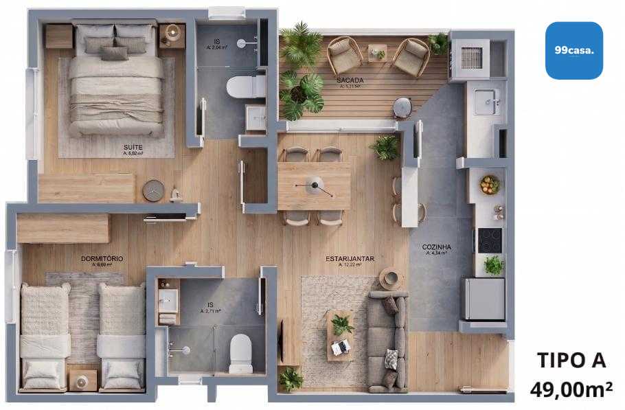 Pré-lançamento no Tingui: Apartamento de 2 Quartos com Sacada ...